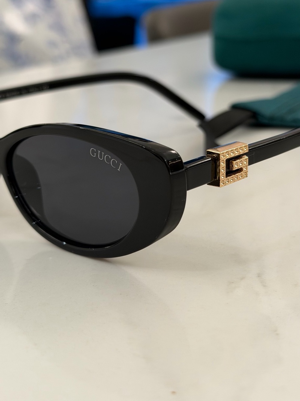 Gucci Black Oval Women's Sunglasses with Dark Lenses - Picture 7 of 13
